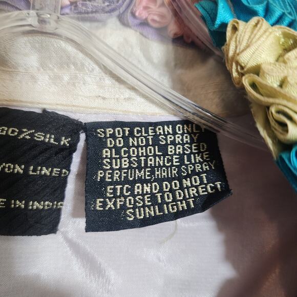 Precious Moments vintage 100% silk ribbon and beaded blazer woman's size M / L - Picture 5 of 16